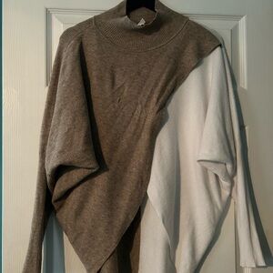 Elan brown and cream split sweater